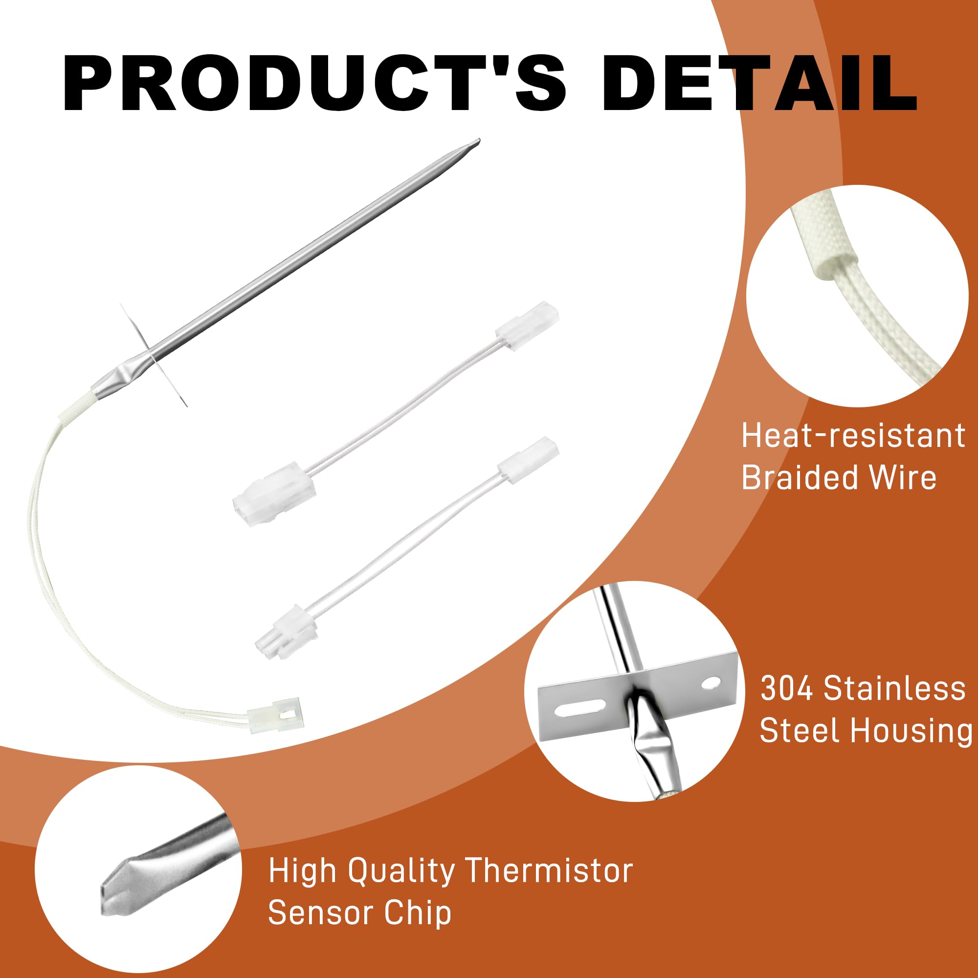 12001656 WB21X5301 Oven Temperature Sensor for May-tag Whirl-Pool Ken-More Jenn-Air Kitch.enAid -Replace 04000052 04100258 12001357 12001554 12001656VP 12500029(2 Pack) by TOMOON