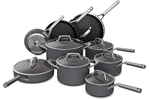 Ninja C39900 Foodi NeverStick Premium 16-Piece Cookware Set, Hard-Anodized, Nonstick, Durable & Oven Safe to 500°F, Black