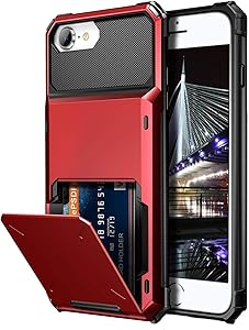 Vofolen for iPhone 6s Case iPhone 8 Wallet iPhone SE 2020 Case Credit Card Holder ID Slot Pocket Dual Layer Protective Bumper Rugged TPU Rubber Armor Hard Shell Cover for iPhone 6 6s 7 8 SE2 (Red)