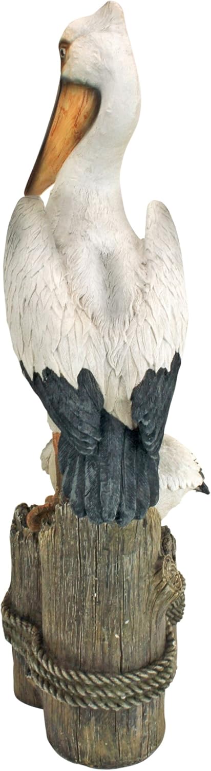 Design Toscano Coastal Decor Ocean's Perch Pelicans Garden Bird Statue, 24 Inch, Polyresin, Full Color : Design Toscano Ocean S Perch Pelican Statue : Garden & Outdoor