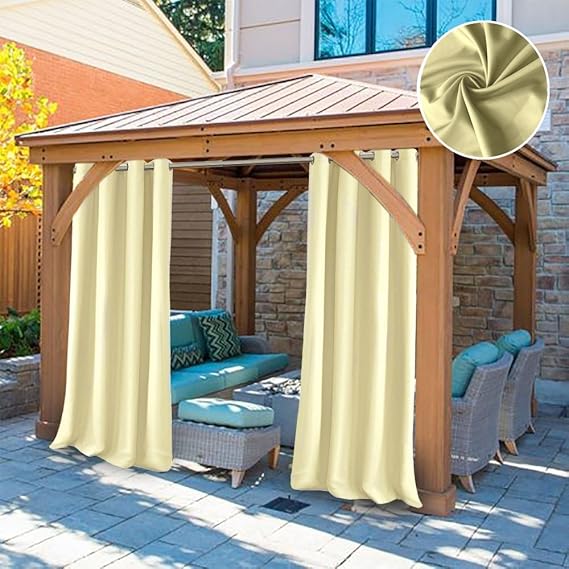 UniEco Outdoor vorhänge Gartenlauben Balkon-Vorhänge 132x245cm Verdunkelungsvorhänge mit Ösen, Vorhang Wasserdicht Mehltau be