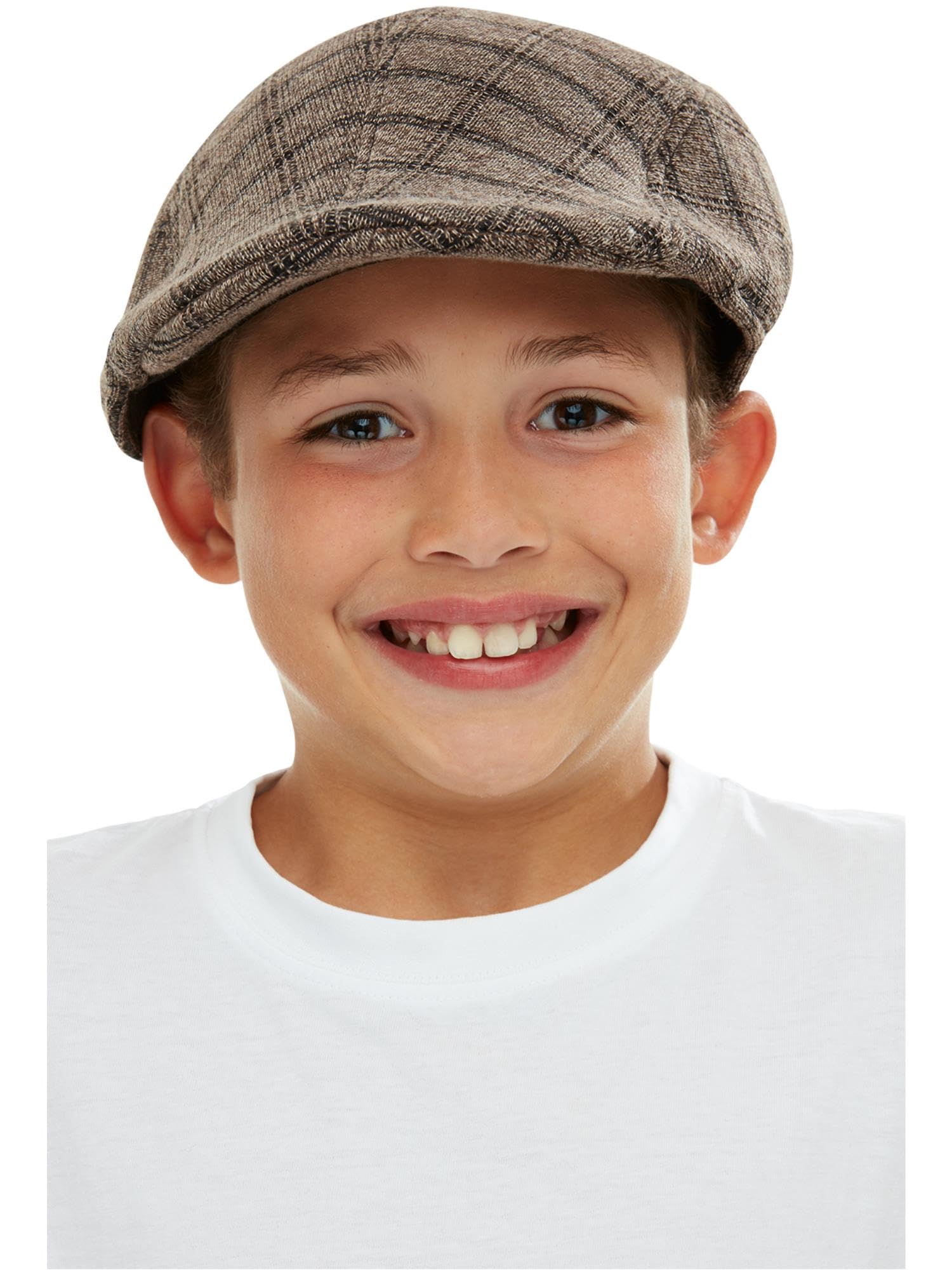Smiffys Kids Flat Cap, Brown & Black, Boys Fancy Dress, Child Dress Up Hats