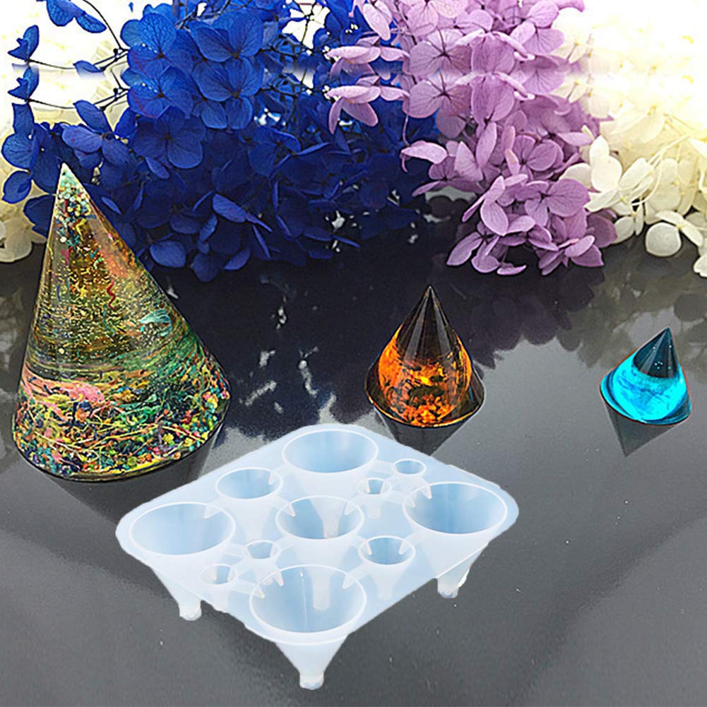 Carjourney Pyramid Silicone Resin Mould, Pyramid Shape DIY Resin Epoxy Casting Jewelry Mold, Handcraft Ornament Tool,Sphere Cube Diamond Pyramid Shape Molds (Round)