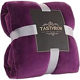 TASTHROW Large Flannel Fleece Throw Blanket, 50×70 Inch - Cozy Lightweight Thick Blanket - All Seasons Suitable for Women, Men and Kids (Purple)
