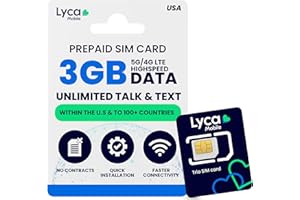 JZN MARKET Lycamobile 30 Day USA Prepaid SIM Card for Cell Phones with 3GB High Speed 4G LTE/5G Data, International Talk & Text to 100+ Countries, Quick Activation, 3-in-1 Triple-Cut US Mobile SIM Card