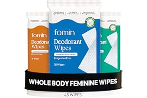 FOMIN Acidified Deodorant Wipes For Women - 45 Count - Variety Pack – Hypoallergenic, pH Balanced Whole Body Wipes - Plastic-Free, Exfoliating & Advanced Odor Control Underarm Body Wipe