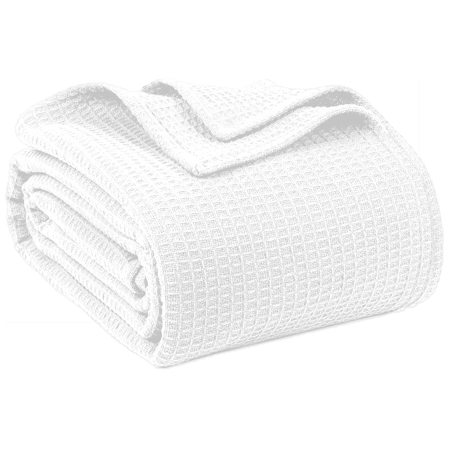 Photo 1 of 100% Cotton Blankets Queen Size for Bed - Waffle Weave Blankets for Summer, Lightweight and Breathable Soft Woven Blanket for Spring, (White, Queen (90" x 90"))