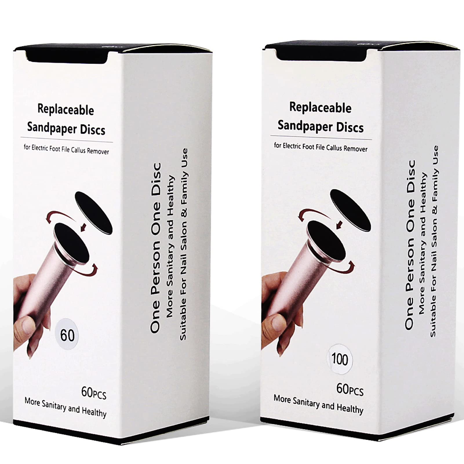 Photo 1 of 120pcs Replaceable Sandpaper Refill Discs for Electric Foot File Callus Remover Dead Skin Removal (60pcs Rough 60 Grit, 60pcs Smooth 100 Grit)