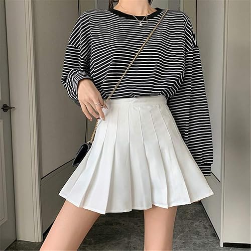Girls Women High Waisted Plain Pleated Skirt Skater Tennis School