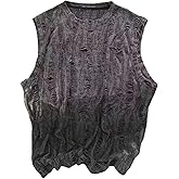 RoseSeek Men's Distressed Ripped Tank Top Crewneck Sleeveless Tank Tops Summer Clothes Streetwear