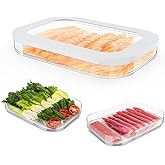Cecnamt Stackable Deli Meat Container with Drainage Groove and Silicone Lid, Clear Refrigerator Storage Containers for Lunch Meats, Cold Cuts, Bacon, Cheese, BPA Free - 1 Layer