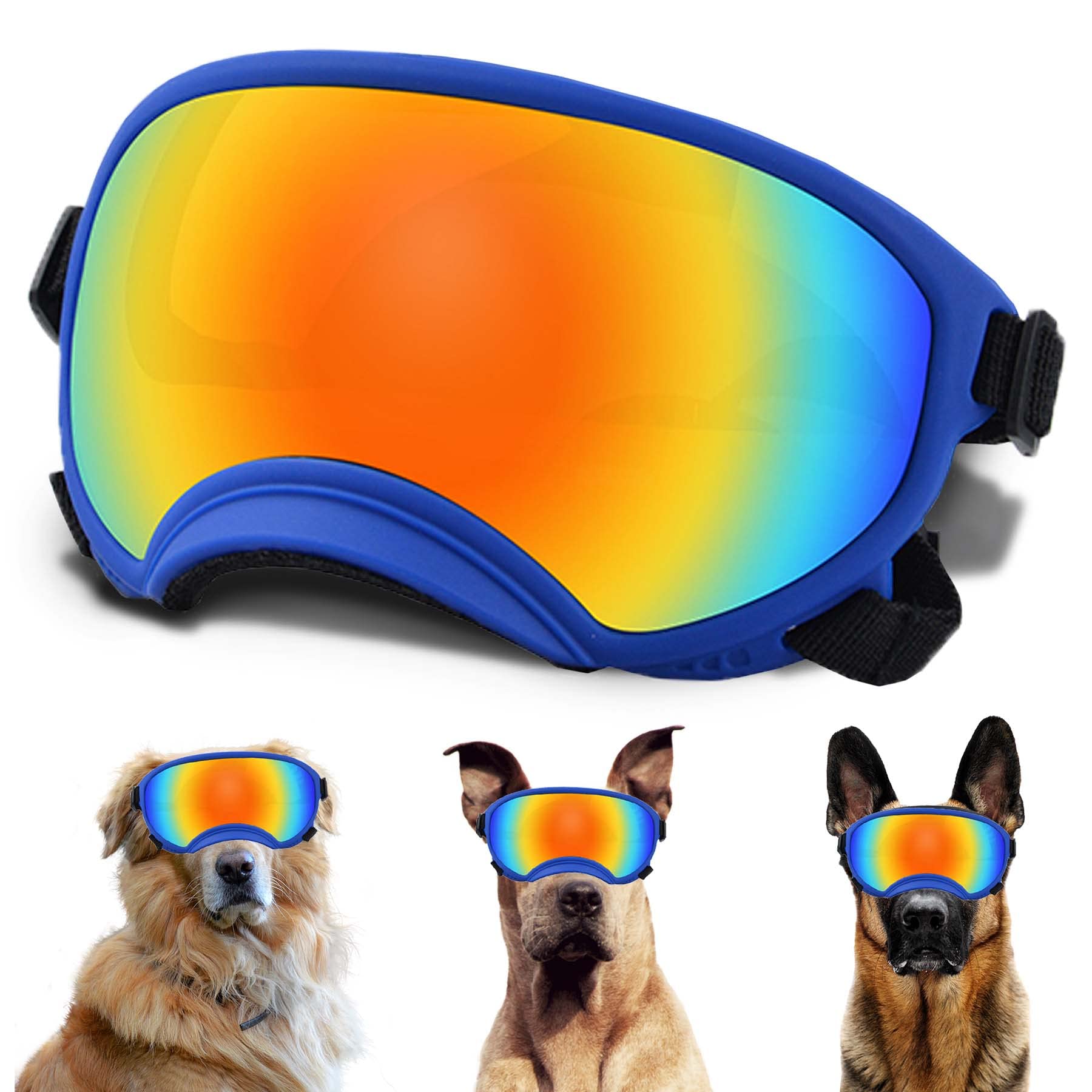Dog Sunglasses, Dog Goggles with Adjustable Strap, UV Protection, Windproof, Suitable for Large Medium-Dogs, Dogs Eyes Protection