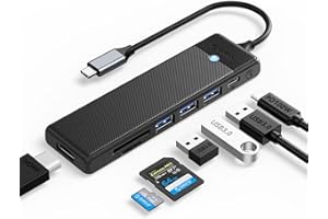 ORICO USB C Hub Adapter 7 in 1 USB Multiport Docking Station with 4K HDMI, 3 USB-A 3.0 Ports, TF/SD Card Reader, 100W PD USB 