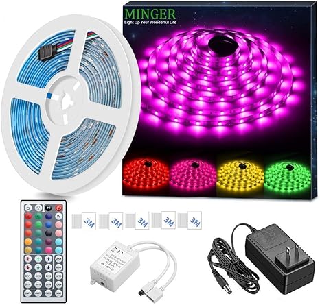 Amazon Com Minger Led Strip Light Waterproof 16 4ft Rgb Smd 5050