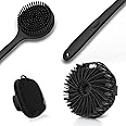 3 PCS Silicone Bath Brush Set,Back Scrubber & Body Brush & Face Brush Set, Super-Exfoliating & Lathering Body Scrubber, Shower Brush, Face Scrubber Combination for HomeBathroom Hotel Travel.(Black)