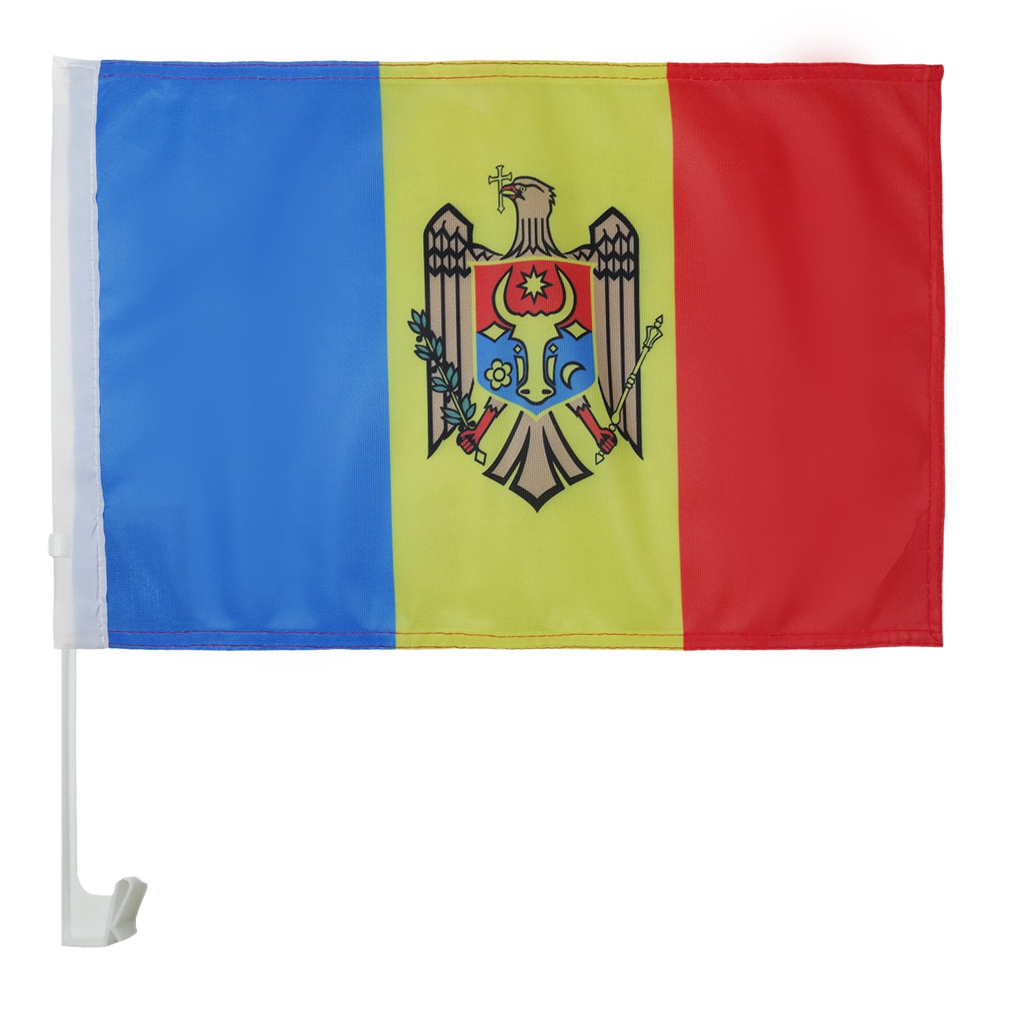 AZ FLAG Moldova Car Flag 18'' x 12'' - Moldovan Car flags 30 x 45cm - Banner 18x12 INCHES PLASTIC STICK