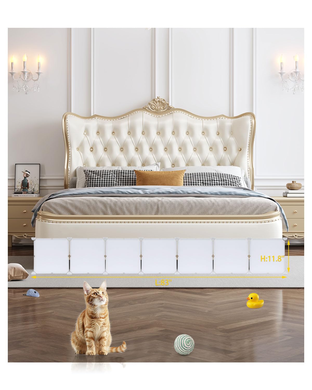 Photo 1 of Hiflora Under Bed Blocker for Pets, Easy to Install 7 Pack Under Couch Blocker, 83" Bed Blockers for Under Bed, Expandable Design, Blocks Dogs Cats & Stops Lost Toys Under Furniture, 12"*12" White
