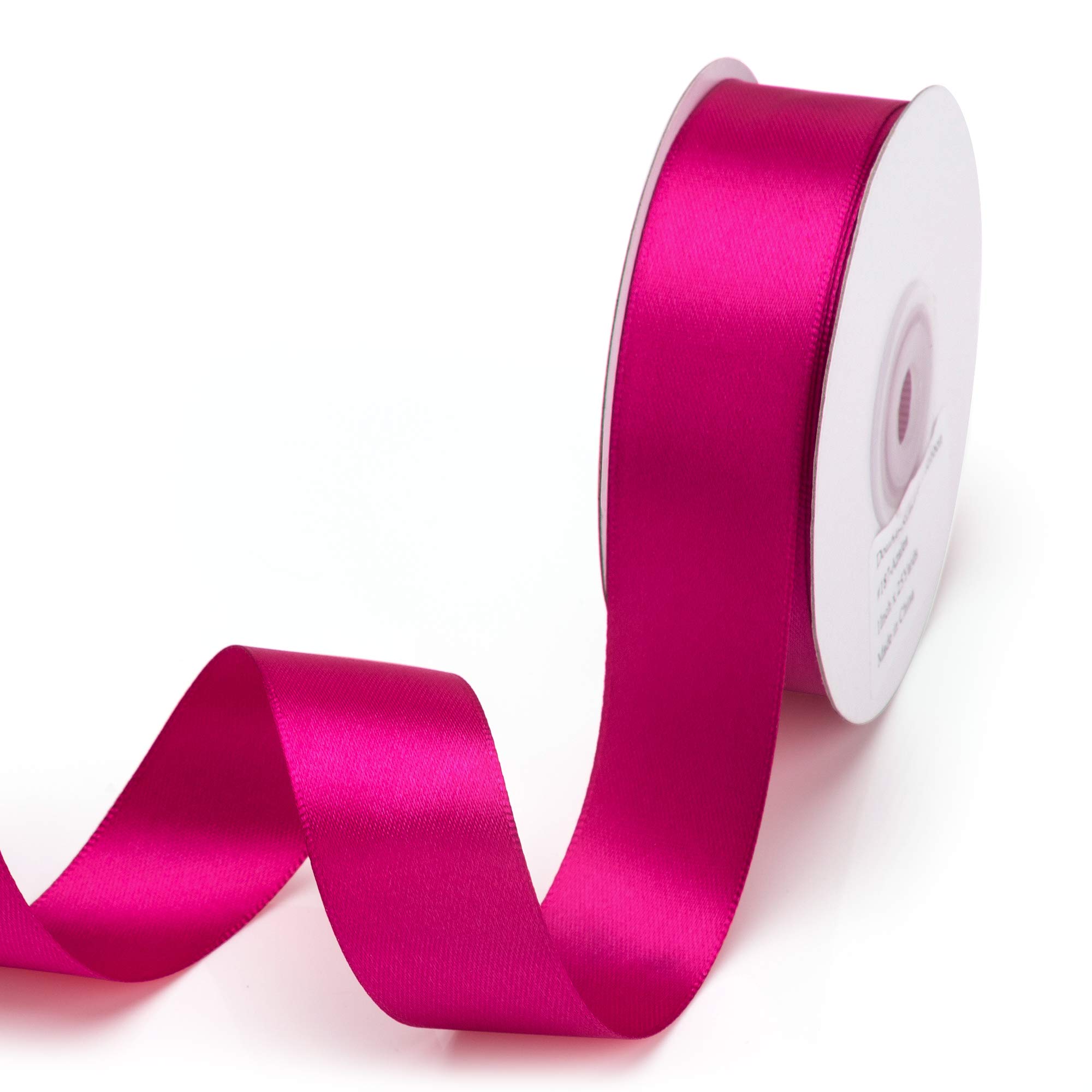 IHKFILAN Double Face Satin Ribbon in Azalea (25 mm x 22.86 m) Matt Shiny Gift Ribbon for Decorating & Crafts, Weddings, Christenings