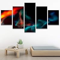 SIGNWIN 5 Panel Canvas Wall Art Modern Art Abstract Closeup Geometric Lights Mixed Media Modern Multicolor for Home Decorations Ready to Hang - 60