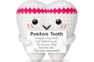 GWHYGIFTS Positive Crochet Teeth Thanksgiving Christmas Birthday Thank You Appreciation Gifts for Women Friends Sister Coworkers Dentist Nurse,Handmade Emotional Supprot Decor Stocking Stuffers for Kids Girls