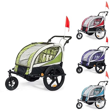 SAMAX Fahrradanhänger Jogger 2in1 360° drehbar Kinderanhänger Kinderfahrradanhänger Transportwagen vollgefederte Hinterachse 