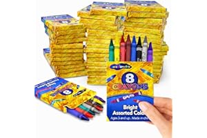 4E's Novelty 384 Crayons! 48 Packs of 8 Crayons for Kids Bulk -Non-Toxic- 8 Colors in Each Crayon Box Premium Crayons Great P