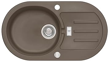 AXIS KITCHEN Braune Granit Spüle Malibu 30 Spülbecken Küchen Spüle 77x43cm Material Axigran Einbauspüle Farbe Dark Chocolate 