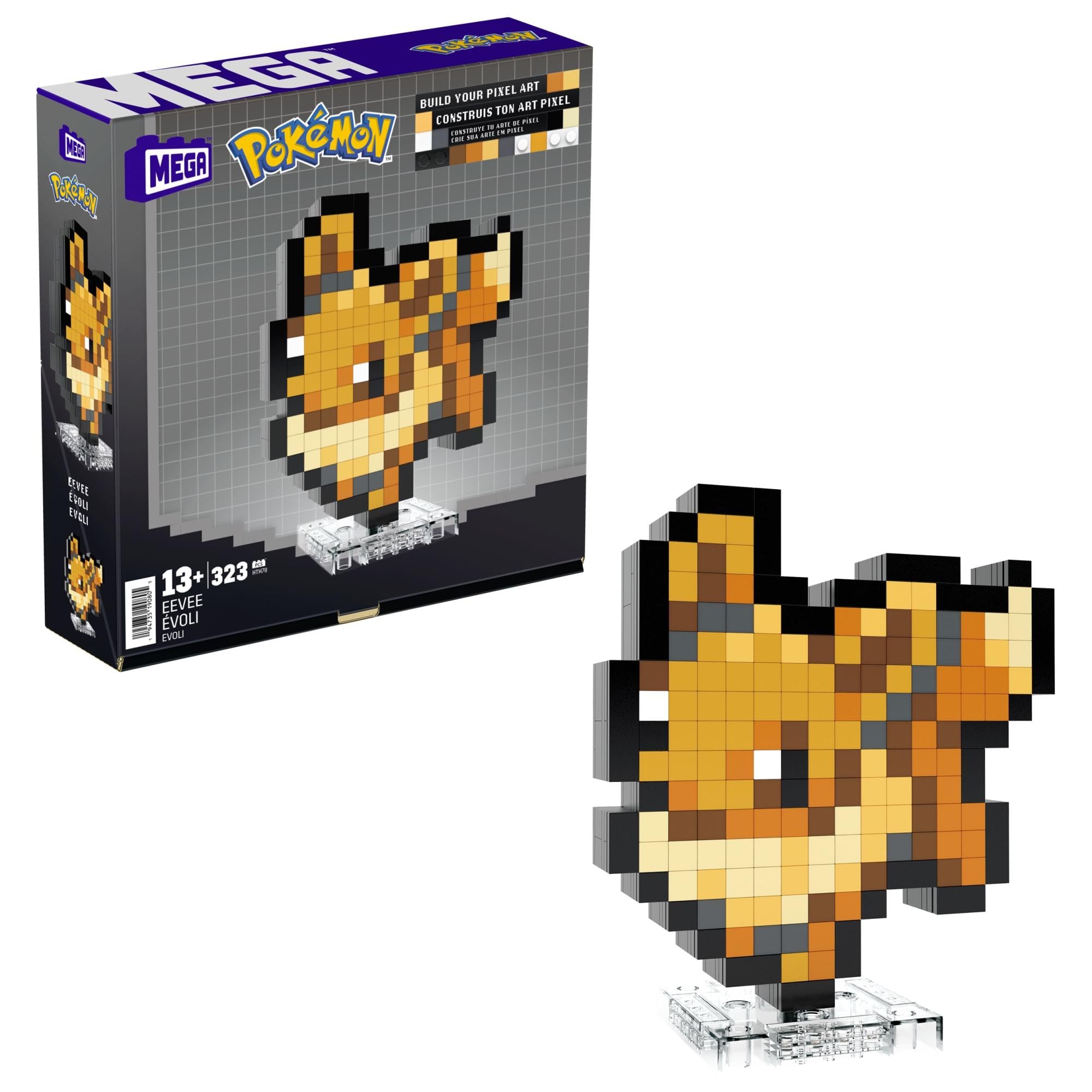 MEGA Pokémon Action Figure Building Set, Eevee with 323 Pieces and Pixel Retro Style, for Table or Wall Decor, Build & Display Toy for Collectors, HTH78 — image 1