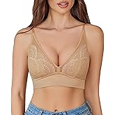 Avidlove Lace Bralette for Women Wireless Mesh Bralettes Sexy V Neck Tank Top with Modal Rabbit Ear Lining