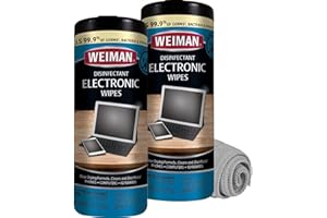 Weiman Electronics & Screen Disinfecting Wipes - Safely Clean and Disinfect Your Phone, Laptop, Keyboard, Tablets, Lens, Wipe, Glasses Cleaner, 30 Count, 2 Pack with MicroFiber Towel