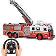 Simmplex Realistic RC Fire Truck for Kids Remote Control Firetruck with Lights, Siren Sounds & Rotating Ladders- Large 14” Fire Rescue Truck for 3+ Age Toddlers- Best Firefighter Gift Toy for Boys