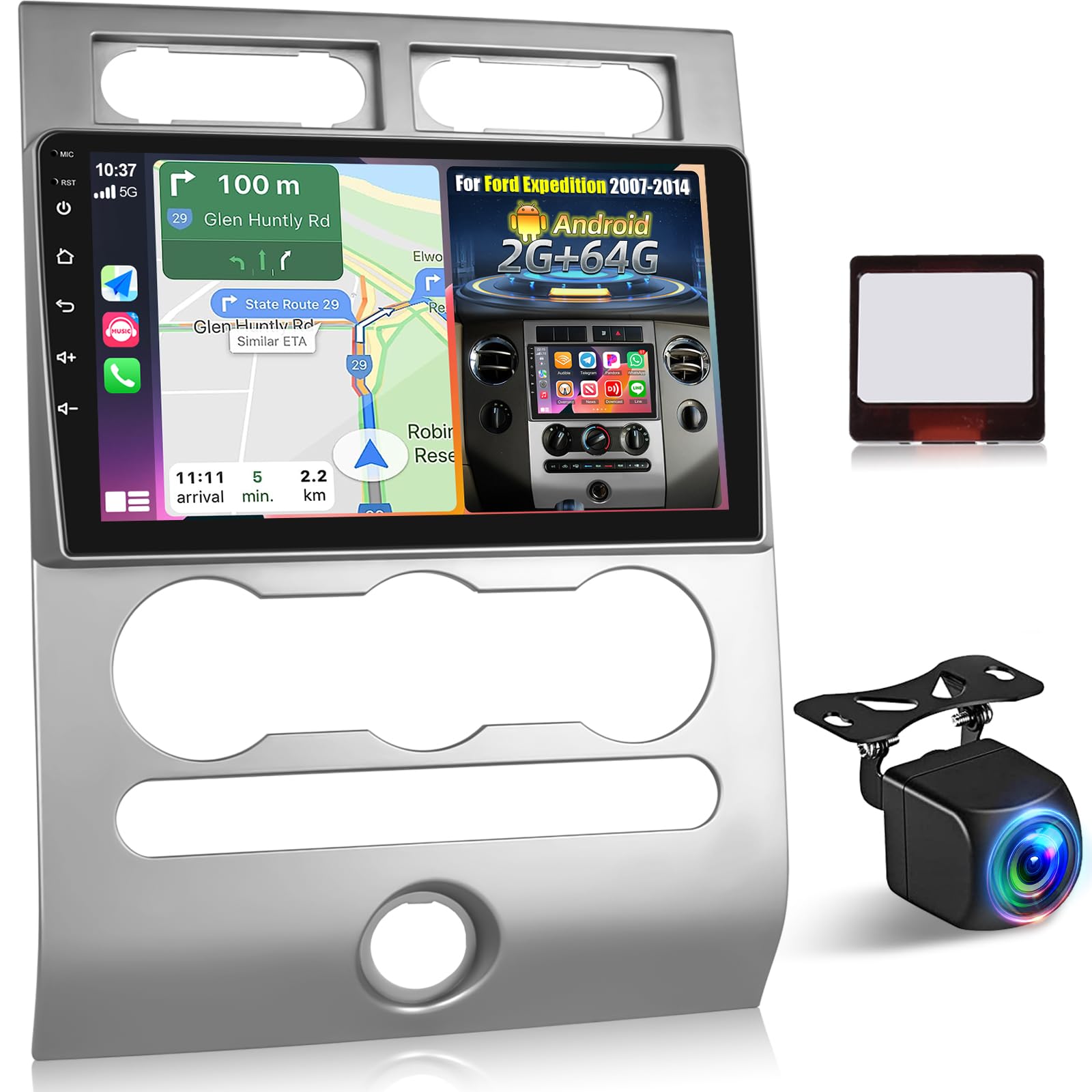 Photo 1 of [2+64G] Android Radio for Ford Expedition 2007-2015 (Only for Manual A/C) - 9 inch HD Touchscreen Car Stereo - Wireless Carplay and Android Auto, HiFi, WiFi, GPS, SWC + Canbus + AHD Backup Camera