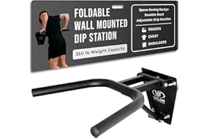 Valor Fitness Wall Mount Dip Station – Heavy-Duty Foldable Triceps Dip Bars with Padded Handles for Home Gym Strength Training Workouts – Supports Up to 400 lbs