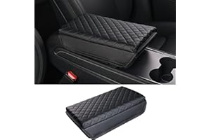 Carwiner Center Console Cover for Tesla Model 3 Model Y, PU Leather Armrest Box Cushion Protector Accessories