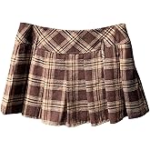 GORGLITTER Women's Plus Size Skirts High Waist Gingham Plaid A Line Mini Skirt Casual Flowy Short Skirts