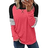 onlypuff Long Sleeve Tunic Top for Women Casual Loose Fitting Fall Fashion Clothing with Pockets