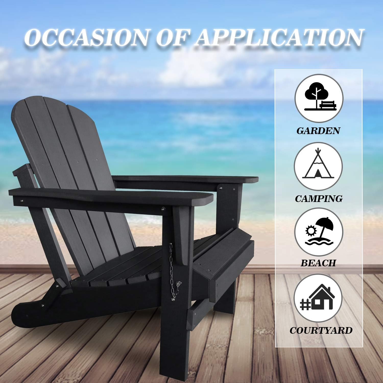 DAILYLIFE Plastic/Resin Classic Outdoor Foldable Adirondack Chair Polystyrene Weatherproof Lounge Chair for Porch Patio Deck Garden,Backyard & Lawn Furniture: Kitchen & Dining