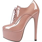 SAMMITOP Women's Round Toe Lace Up Ankle Boots Platform High Heel Pumps Party Dress Shoes