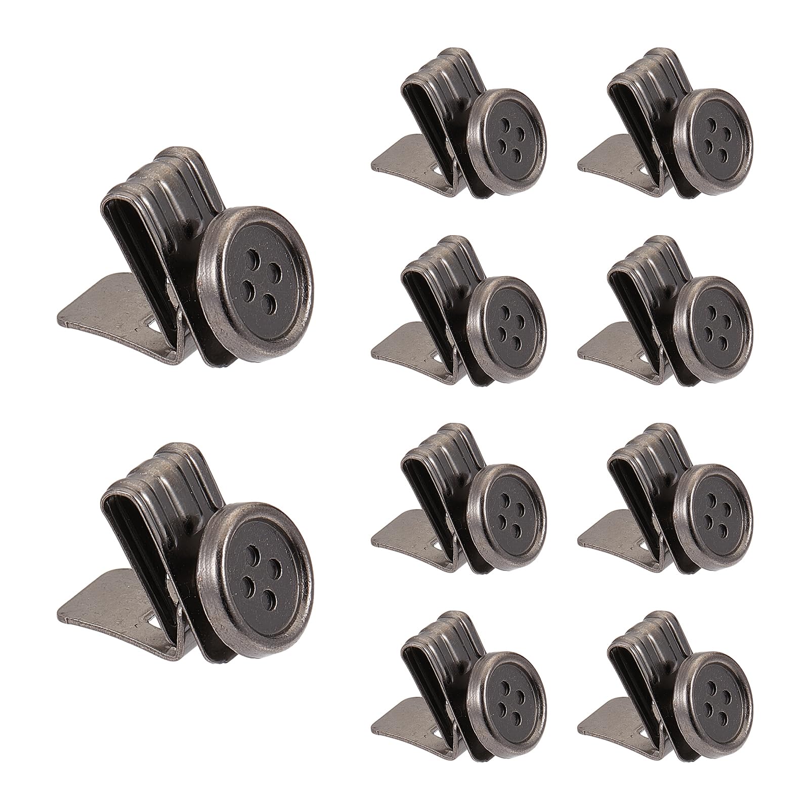 NICENEEDED 10 Pcs Suspenders Movable, No Sew Button End Brace Clips, Metal Clip on Buttons for Suspenders Jeans Pants Hats Replacement