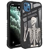FJyuanqi Compatible with iPhone 15 Case, Rock and Roll Skull Skeleton Bone Love Music Design Heavy Duty Anti Slip Shockproof Hard PC Backplane Soft TPU Prevention Protective Case for iPhone 15