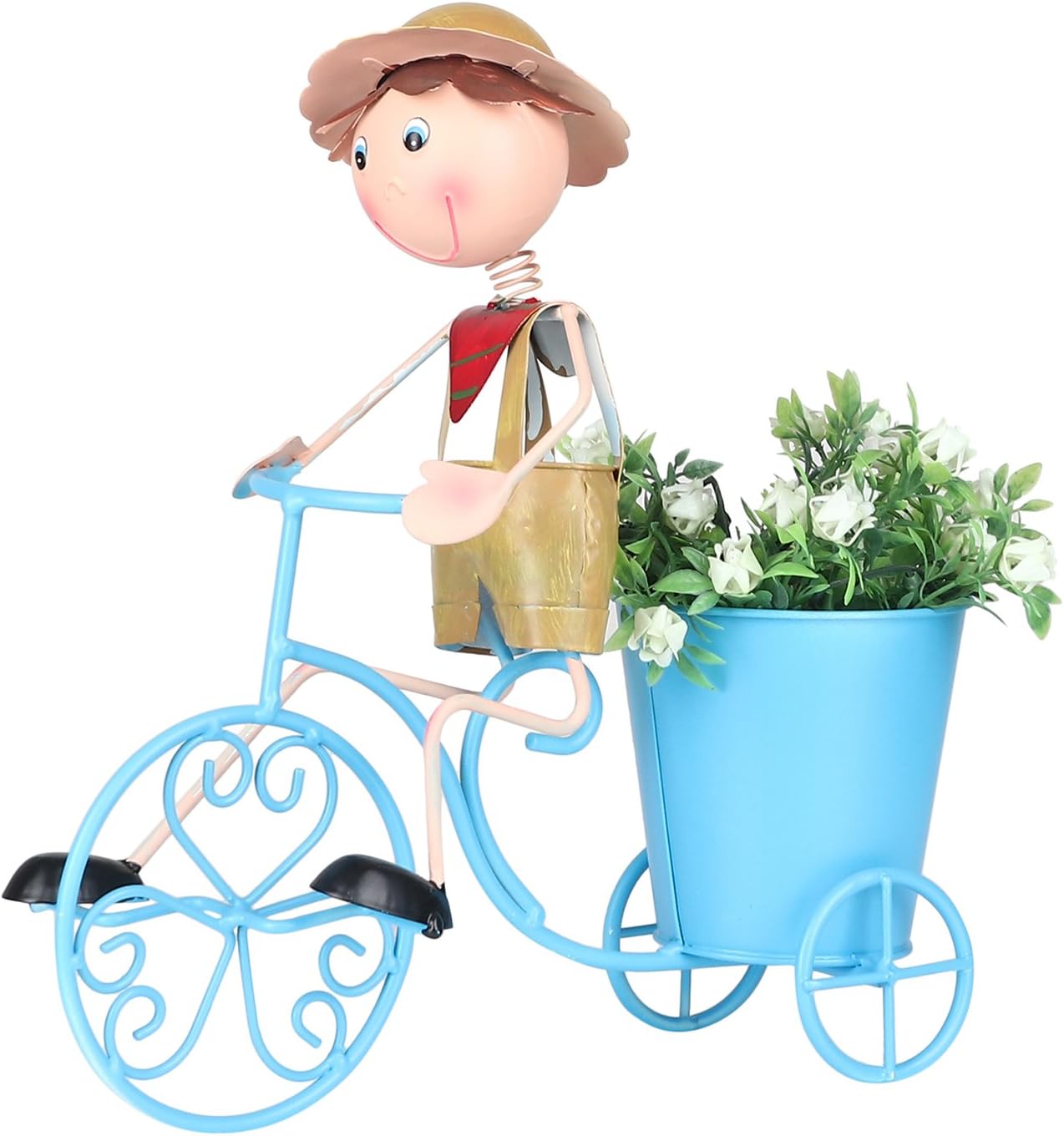 Wonderland BOY ON Bike Metal Planter/Planters for Garden Decoration, Home Decor, Balcony Planter, Kids Room Decoration, Return Gift & Gifting