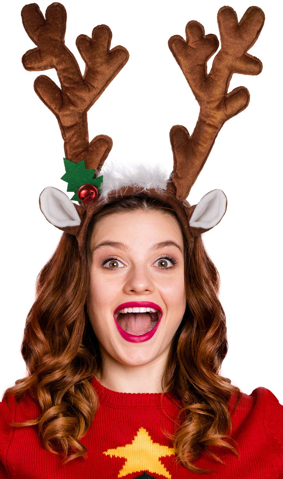Balinco Reindeer/Moose Antlers or Hairband - the perfect accessory for adults at Christmas or Carnival (Brown)