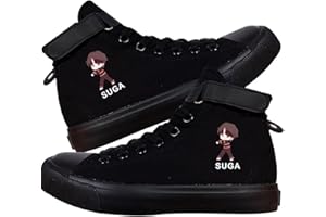 DHSPKN Kpop Idol Jungkook Shoes Jimin High Top Sneakers Cartoon Image J-Hope Rap Monster Jin SUGA V Signature Canvas Shoes