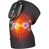 Heated Knee Massager Vibration Cordless Knee Brace, 3-in-1 Heating Pad for Elbow Shoulder, 3 Heat Levels and 3 Massage Heads Knee Brace Wrap Gifts for Mom Dad