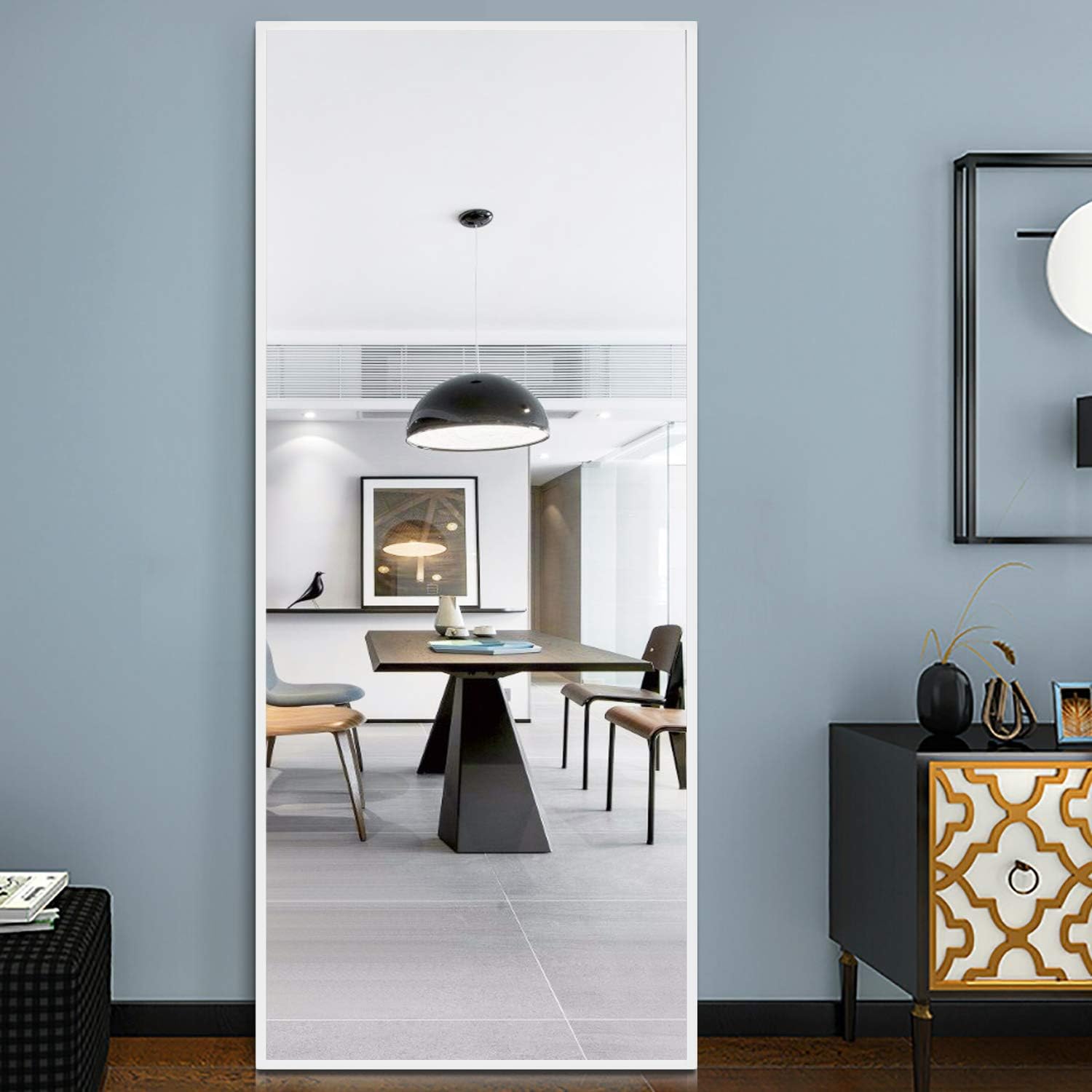 PexFix Full Length Standing Mirror, 59" x 20" Modern Minimalist Style Floor Mirror Metal Frame Modern Bedroom Dressing Mirror Wall Mounted Mirror Leaner Mirror - Matte White