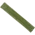 CCINEE 24 Gauge Dark Green Floral Wire Stem for Flower Arrangement Craft Supply,16 Inch,200PCS