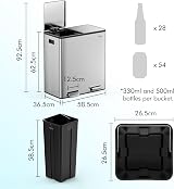 VonHaus 60L Double Kitchen Bin Stainless Steel Two Section Recycling Bin view 8