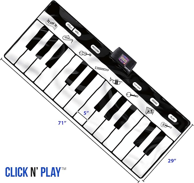 Amazon Com Click N Play Gigantic Keyboard Play Mat 24 Keys Piano Mat 8 Selectable Musical Instruments Play Record Playback Demo Mode Toys Games