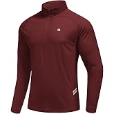 PINSPARK Men's 1/4 Zip Pullover Quarter Zip Athletic Golf Shirts | Lightweight quarter zip pullover, moisture wicking long sleeve with UV protection for golf, gym, running, hiking &amp; workout