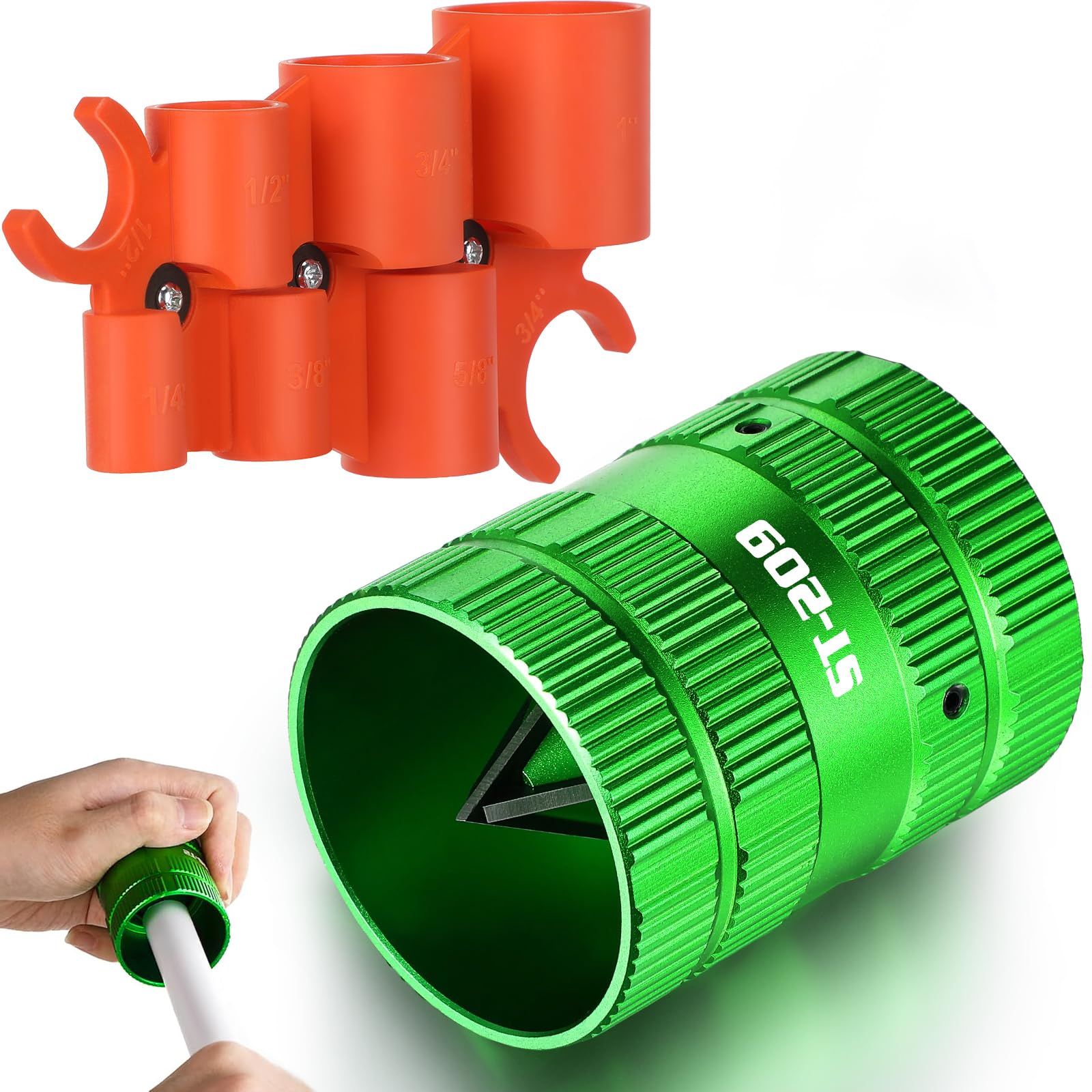 Photo 1 of Dreyoo 1/4'' - 1'' Depth Gauge and Pipe Deburring Tool Kit, 1/4'' to 1-5/8'' Inner Outer Reamer Pipe Tubing Chamfer Tool for Copper, PEX, PVC, CPVC, Brass, Aluminum Inner/Outer Tubing Deburring